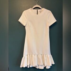Miss Selfridge White Short Sleeve Ruffle-Hem Engagement Wedding Office Dress NWT